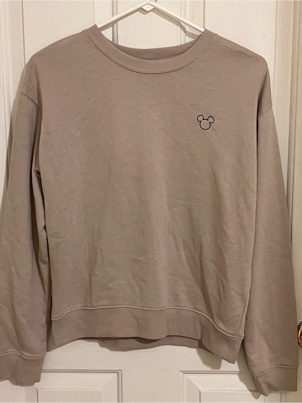 Divided H&M Disney Crewneck Sweatshirt in Taupe with Mickey chest logo